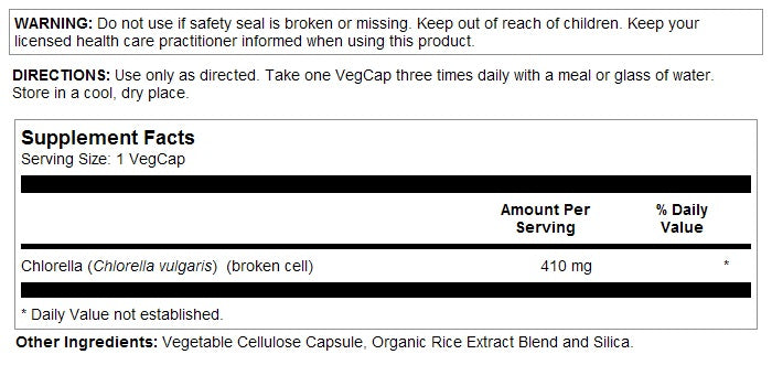 Chlorella 410mg 100VegCaps by Solaray