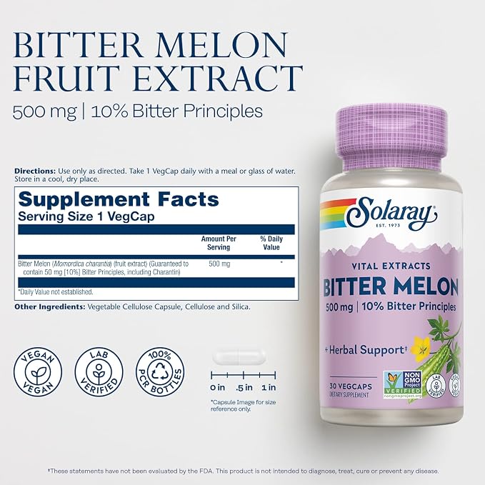 Bitter Melon Extract 500mg 30VegCaps by Solaray