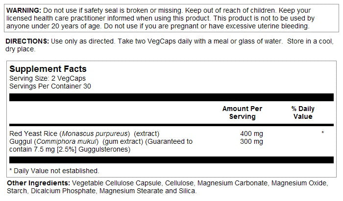 Guggul Red Yeast Rice 60VegCaps by Solaray