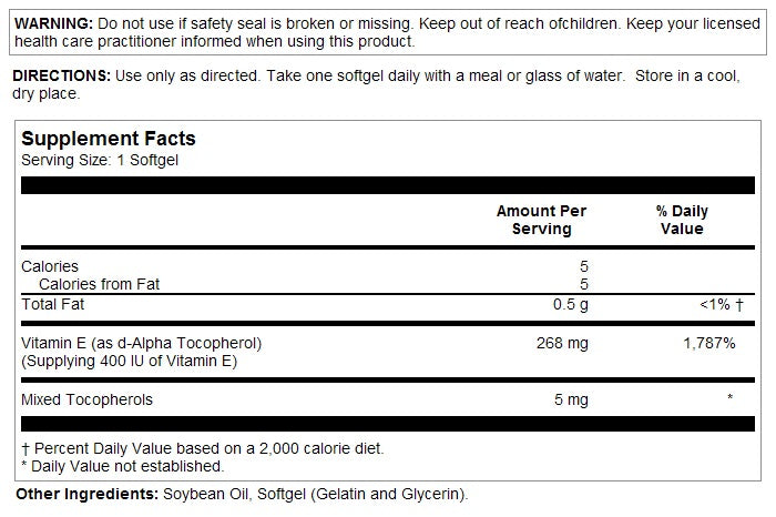 Vitamin E 400 IU 50sg by Solaray