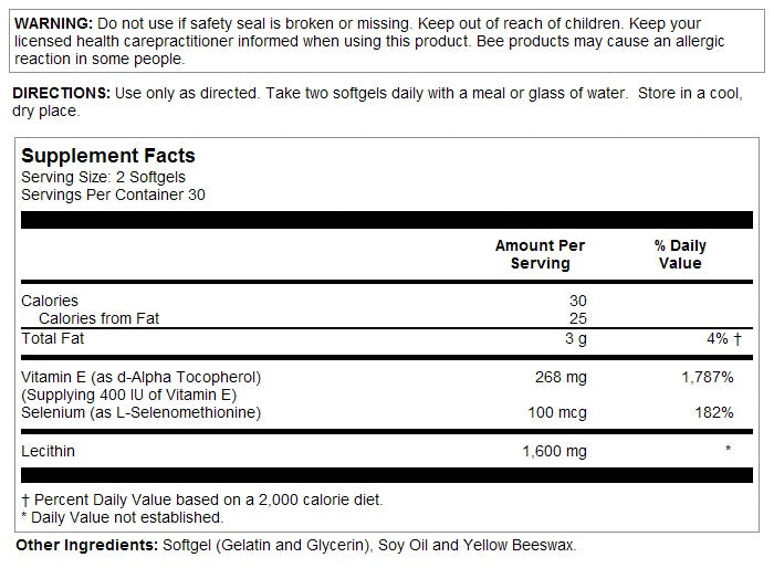 Bio E + Selenium 400 IU 60sg by Solaray