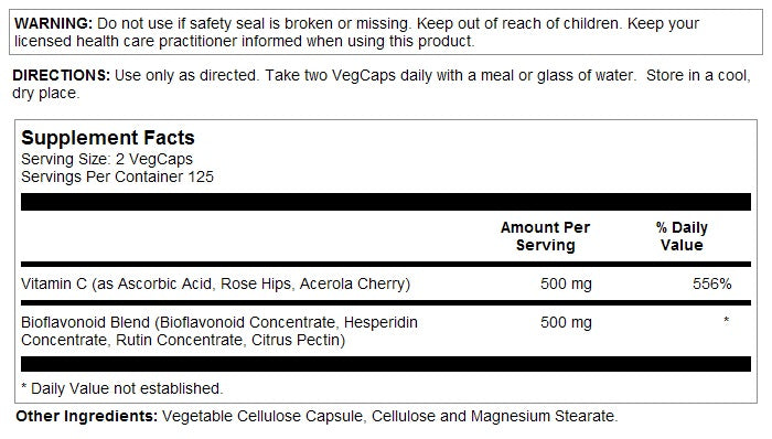 Vitamin C Bioflavonoids 1:1 Ratio 250VegCaps by Solaray
