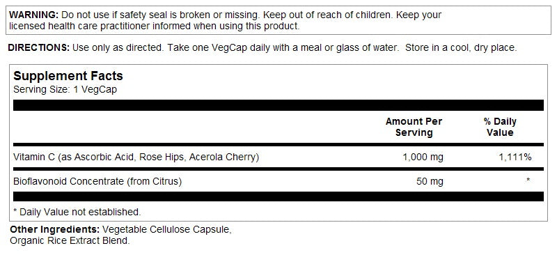 Vitamin C with Bioflavonoids 1,000mg 100VegCaps by Solaray