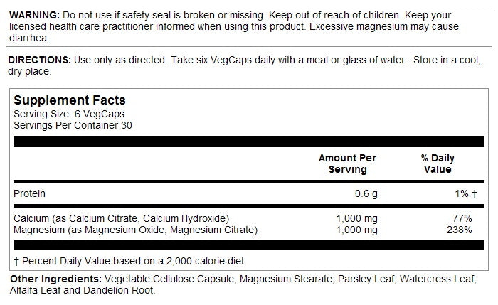 Cal-Mag Citrate 1:1 Ratio 180VegCaps by Solaray