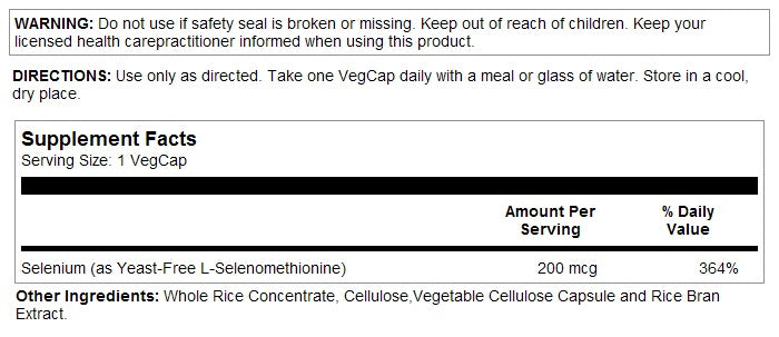 Selenium Yeast-Free 200mcg 90VegCaps by Solaray