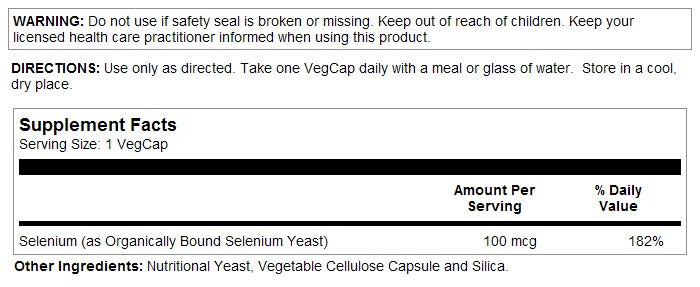 Selenium 100mcg 100VegCaps by Solaray