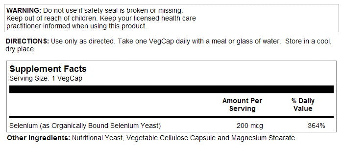 Selenium 200mcg 100VegCaps by Solaray