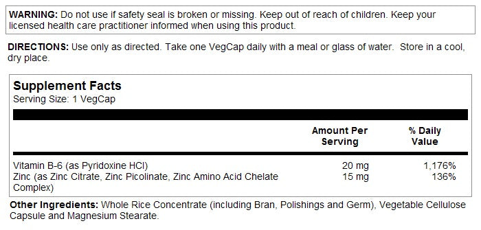 Bio Zinc 15mg 100VegCaps by Solaray