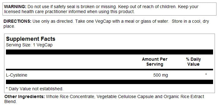 L-Cysteine 500mg 30VegCaps by Solaray