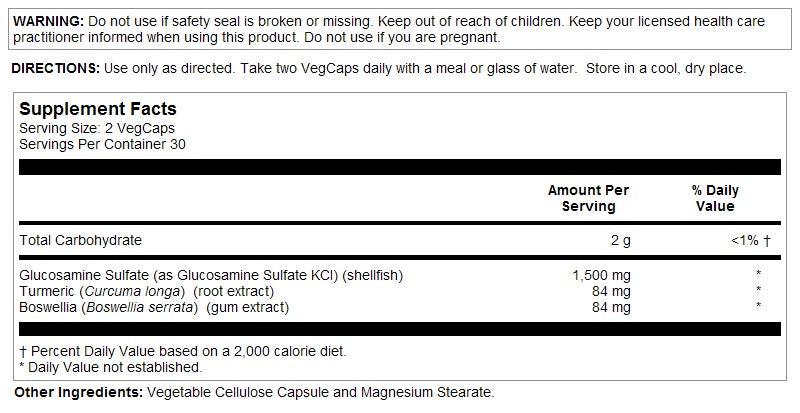 Glucosamine Sulfate 1,500mg 60VegCaps by Solaray