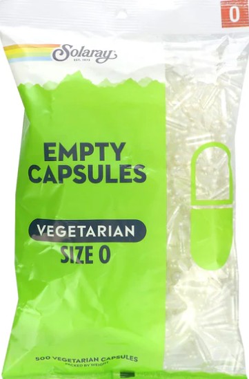 Empty Vegetarian Capsules Size 0 500ct by Solaray