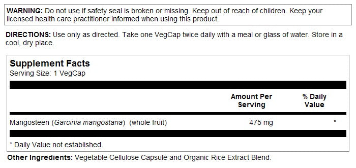 Mangosteen 475mg 100VegCaps by Solaray