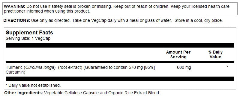 Turmeric Root Extract OD 600mg 60VegCaps by Solaray