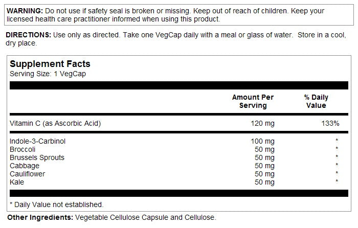 Indole-3-Carbinol 100mg 30VegCaps by Solaray
