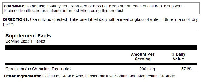 Chromium Picolinate 200mcg 200tabs by Solaray