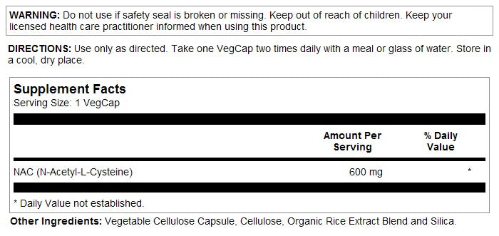 NAC 600mg 60VegCaps by Solaray