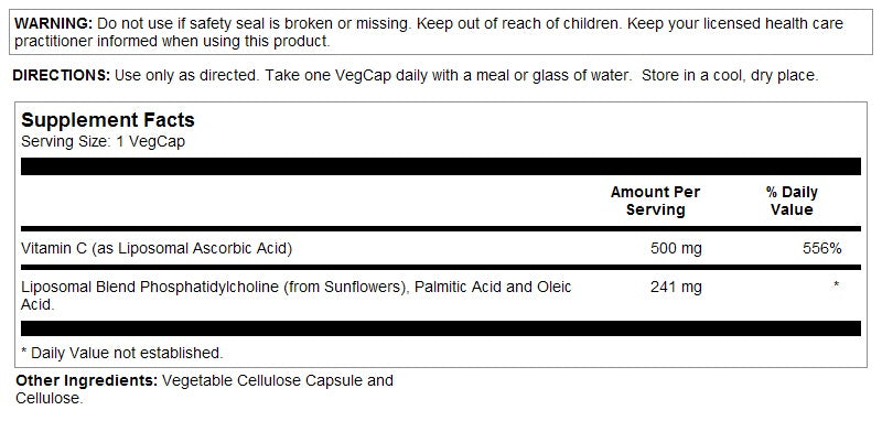 Liposomal Vitamin C 500mg 100VegCaps by Solaray