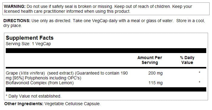 Grape Seed Extract 200mg 60VegCaps by Solaray