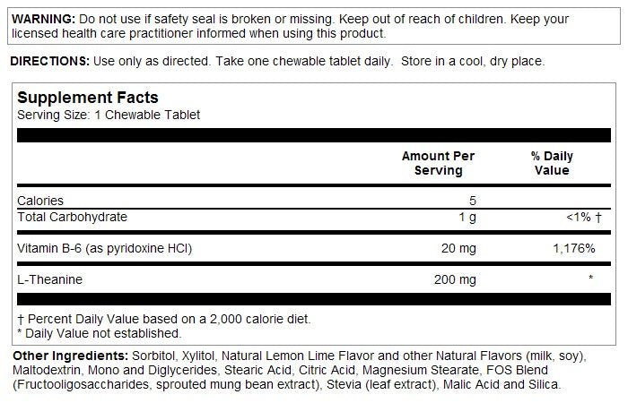 L-Theanine 200mg 30 Chewables by Solaray
