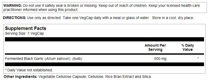 Black Garlic Fermented 500mg 50VegCaps by Solaray