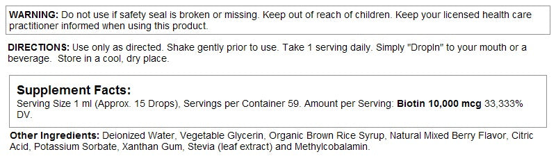 Ultra Biotin 10,000mcg Berry 2oz by Kal