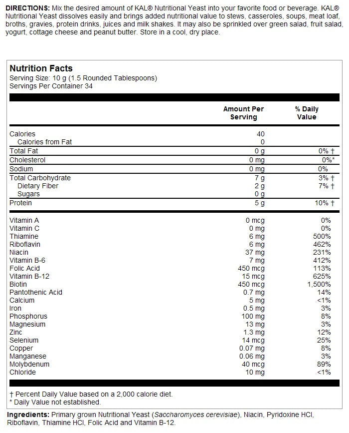 Nutritional Yeast Flakes 12oz by Kal