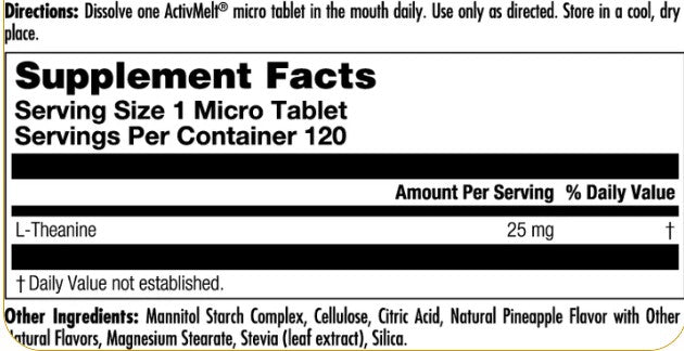 L-Theanine 25mg 120MicroTabs Pineapple by Kal