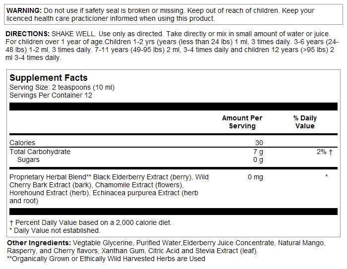 Eldertussin Elderberry Syrup 4oz by Herbs for Kids