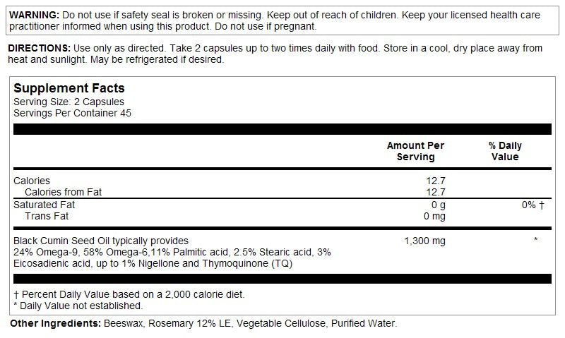 Black Seed Oil 650mg 90VegCaps by Heritage Store