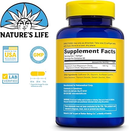 SoftMag 500mg Softgels by Nature's Life