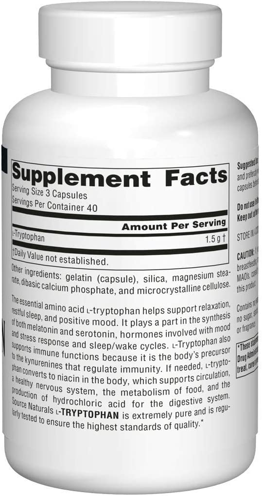 Source Naturals L-Tryptophan 500mg Capsules