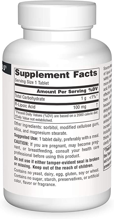 Source Naturals R-Lipoic Acid 100mg Tablets