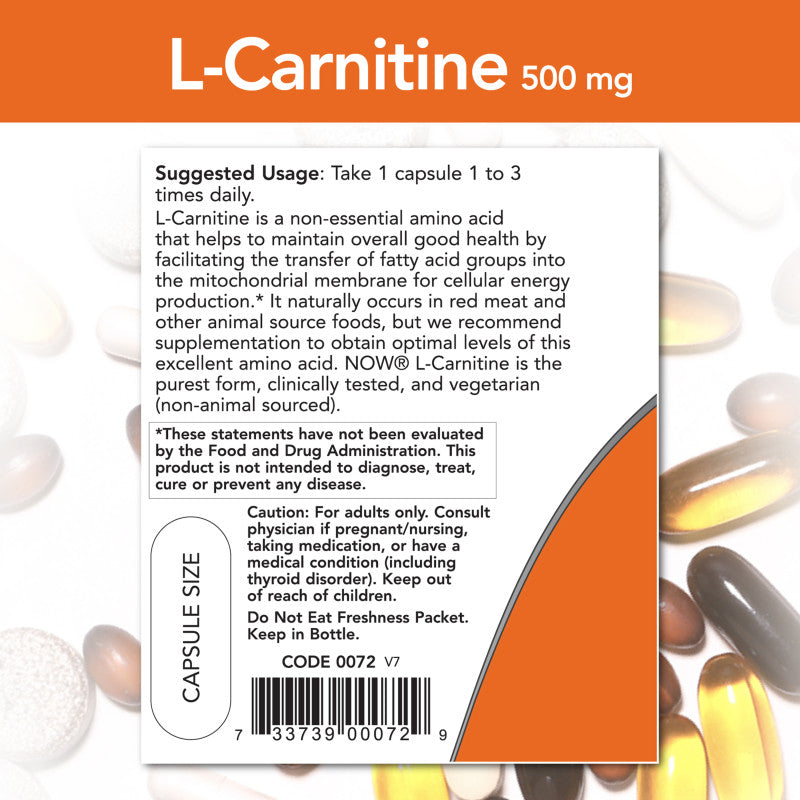 L-Carnitine 500mg 60VegCaps by Now