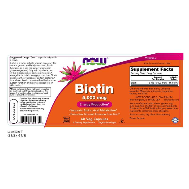 Biotin 5,000mcg 60VegCaps by Now