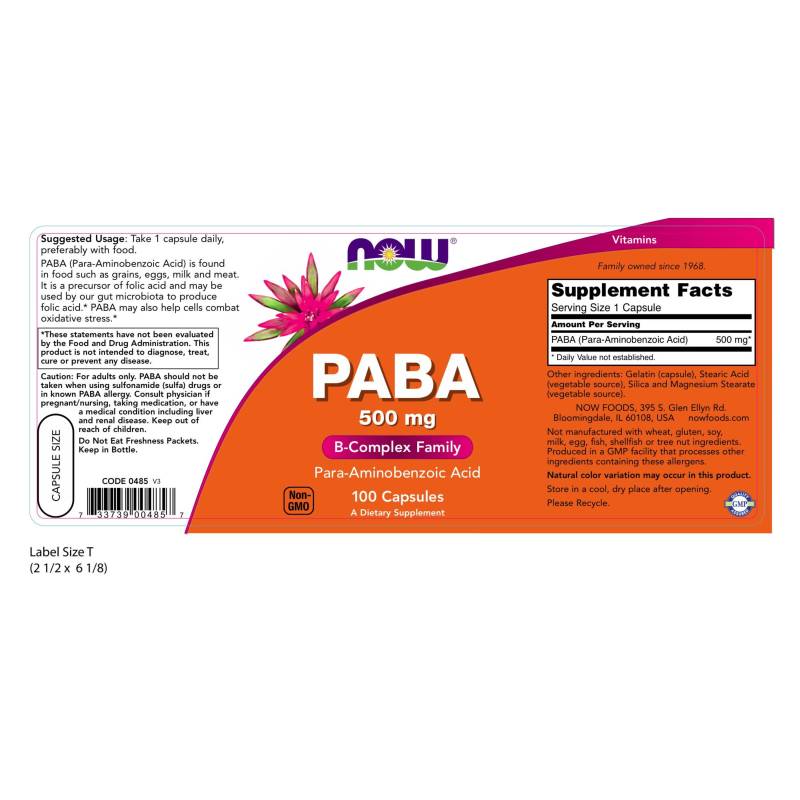 PABA 500mg 100caps by Now