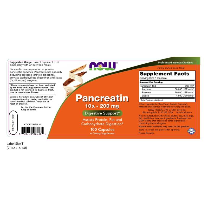 Pancreatin 2,000mg 100caps by Now