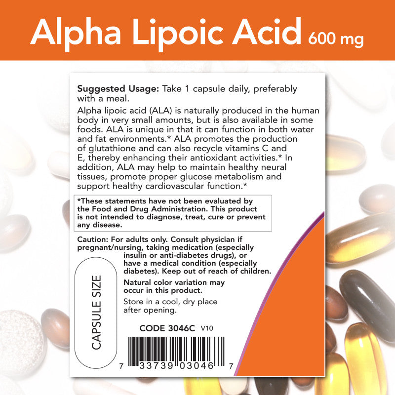 Alpha Lipoic Acid 600mg 60VegCaps by Now