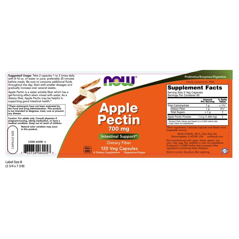 Apple Pectin 700mg 120caps by Now