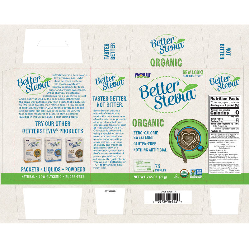 BetterStevia Organic 75 Packets by Now