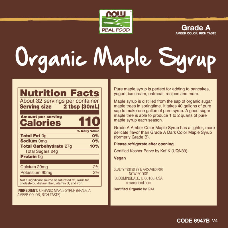 Maple Syrup Organic Grade A Amber 32oz by Now