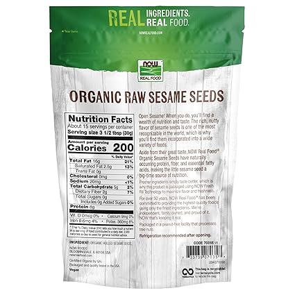 Sesame Seeds Organic & Raw 16oz by Now