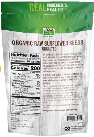 Sunflower Seeds Organic, Raw, & Unsalted 16oz by Now