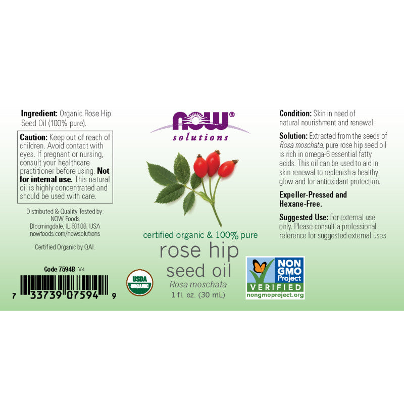 Rose Hip Seed Oil Organic 1oz by Now