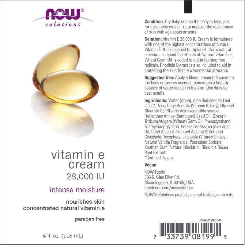 Vitamin E Cream 28,000 IU 4oz by Now