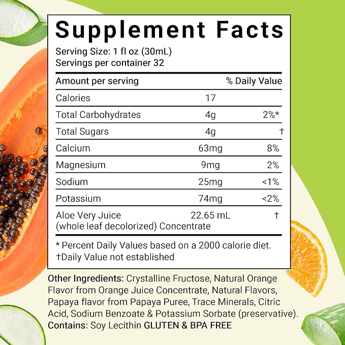 Aloe Vera Juice Orange Papaya Whole Leaf by Aloe Life