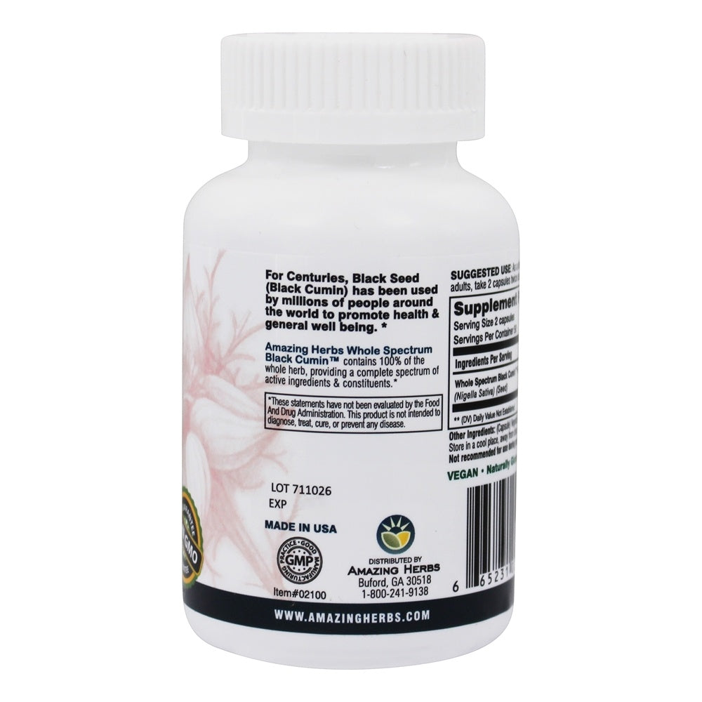 Black Seed Oil 475mg 100VegCaps by Amazing Herbs