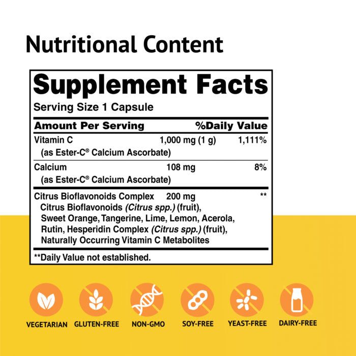 Ester-C with Bioflavonoids 1,000mg 90VegCaps by American Health