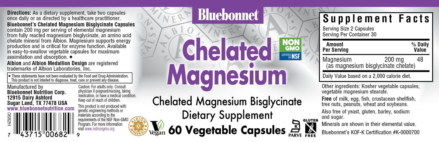Chelated Magnesium 60VegCaps by Bluebonnet