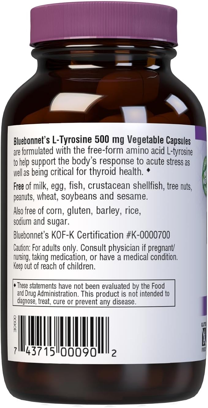 L-Tyrosine 500mg 50VegCaps by Bluebonnet