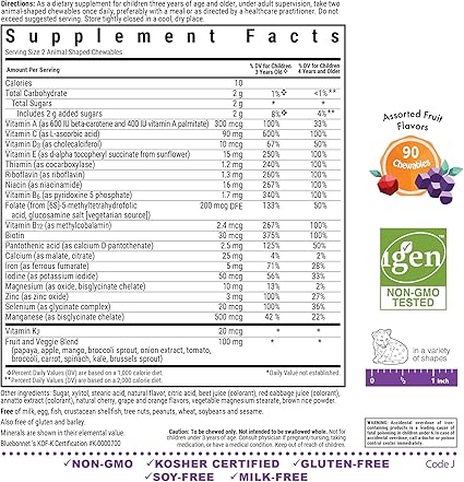 Multivitamin Assorted Fruit Chewable for Kids by Bluebonnet